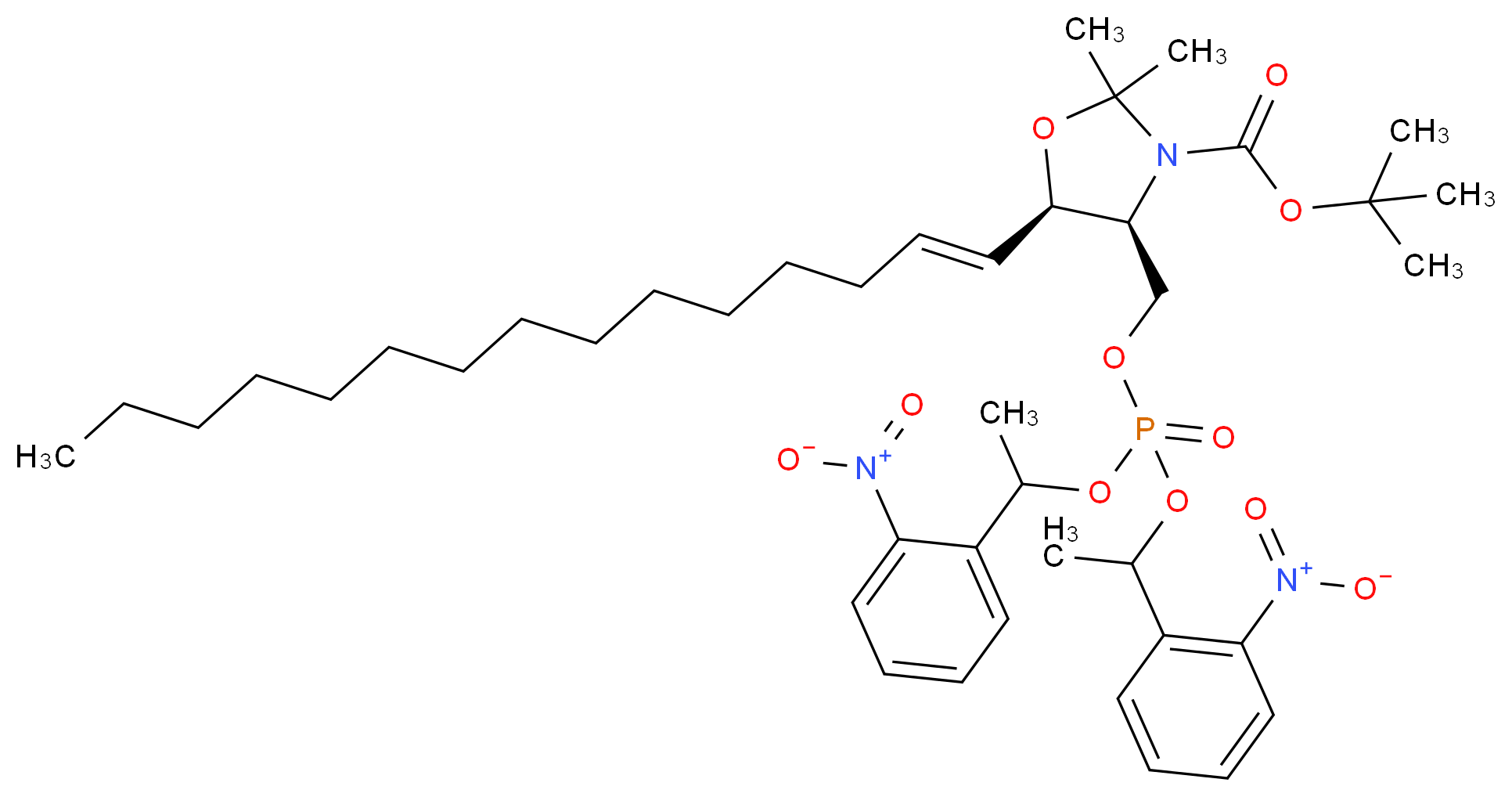 N-tert-Butyloxycarbonyl-D-erythro-sphingosine-2,3-N,O-acetonide-1-phosphate Bis[1-(2-nitrophenyl)ethyl]ester_分子结构_CAS_207516-26-5)