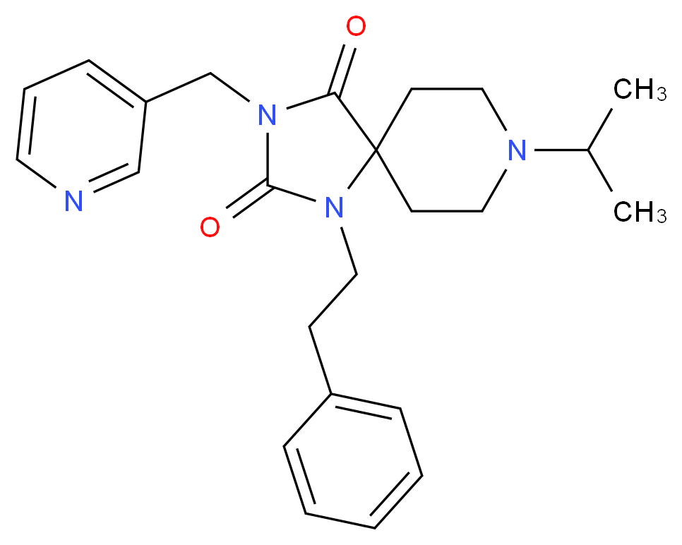 8-isopropyl-1-(2-phenylethyl)-3-(3-pyridinylmethyl)-1,3,8-triazaspiro[4.5]decane-2,4-dione_分子结构_CAS_)