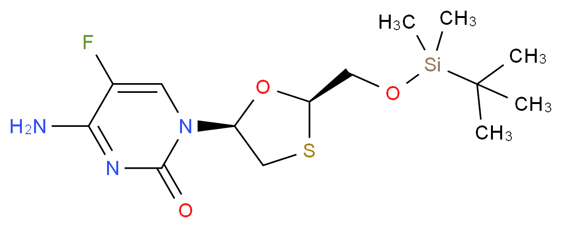 4-amino-1-[(2R,5S)-2-{[(tert-butyldimethylsilyl)oxy]methyl}-1,3-oxathiolan-5-yl]-5-fluoro-1,2-dihydropyrimidin-2-one_分子结构_CAS_1365246-84-9