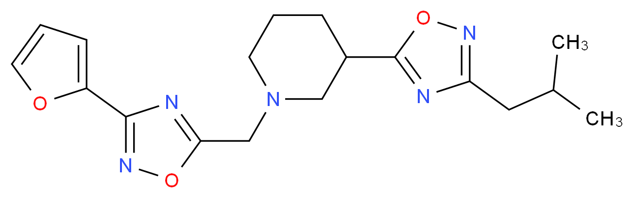 1-{[3-(2-furyl)-1,2,4-oxadiazol-5-yl]methyl}-3-(3-isobutyl-1,2,4-oxadiazol-5-yl)piperidine_分子结构_CAS_)