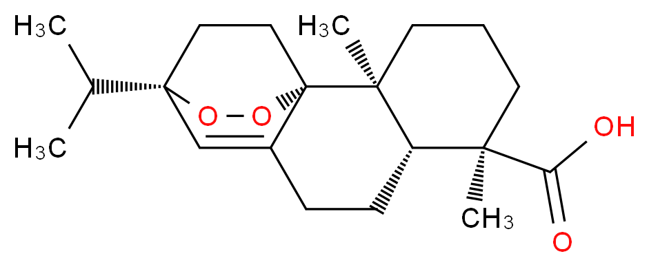 (1S,2S,6R,7R,12S)-2,6-dimethyl-12-(propan-2-yl)-13,14-dioxatetracyclo[10.2.2.0<sup>1</sup>,<sup>1</sup><sup>0</sup>.0<sup>2</sup>,<sup>7</sup>]hexadec-10-ene-6-carboxylic acid_分子结构_CAS_5309-35-3