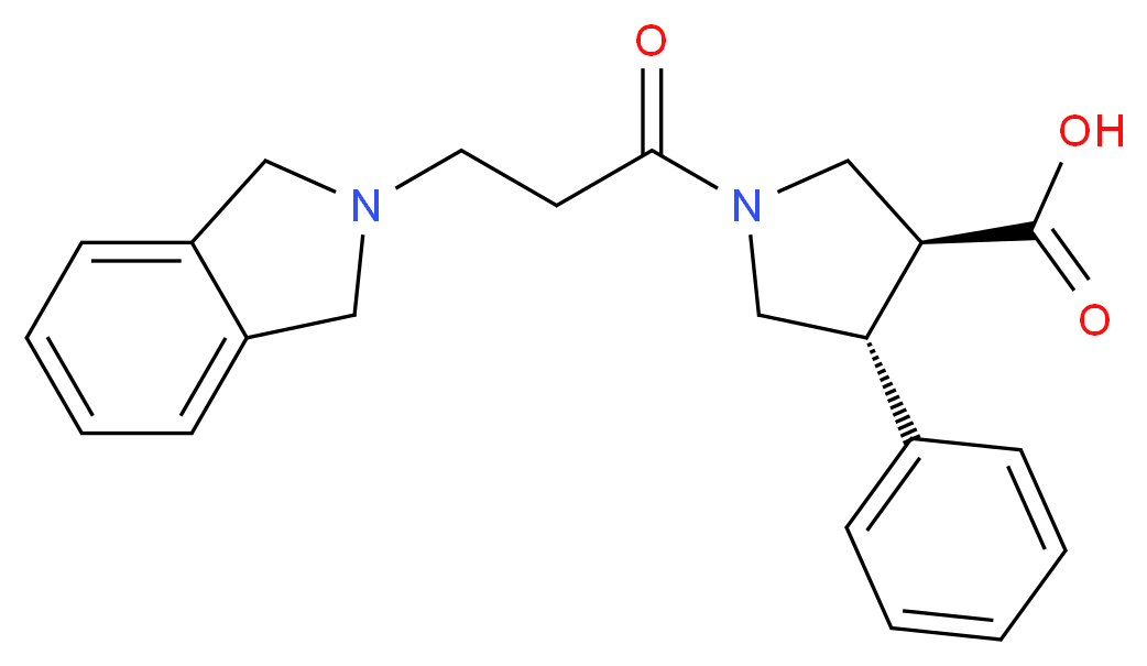 (3S*,4R*)-1-[3-(1,3-dihydro-2H-isoindol-2-yl)propanoyl]-4-phenylpyrrolidine-3-carboxylic acid_分子结构_CAS_)
