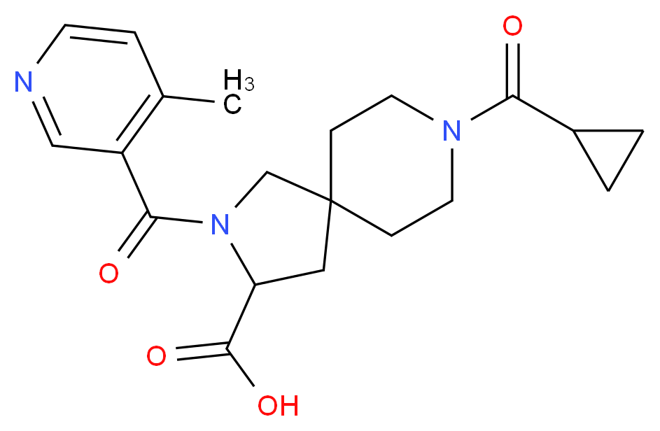 8-(cyclopropylcarbonyl)-2-[(4-methyl-3-pyridinyl)carbonyl]-2,8-diazaspiro[4.5]decane-3-carboxylic acid_分子结构_CAS_)