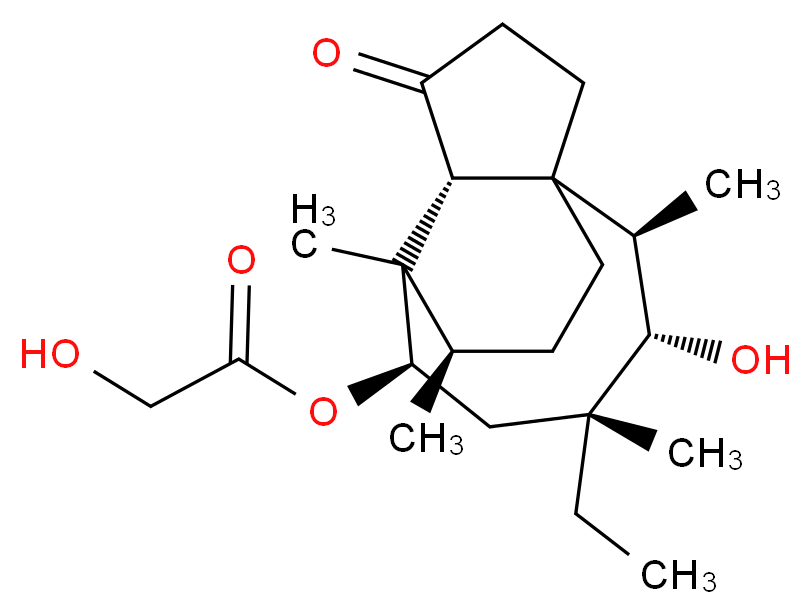 (2R,3S,4R,6R,8R,14R)-4-ethyl-3-hydroxy-2,4,7,14-tetramethyl-9-oxotricyclo[5.4.3.0<sup>1</sup>,<sup>8</sup>]tetradecan-6-yl 2-hydroxyacetate_分子结构_CAS_42302-24-9