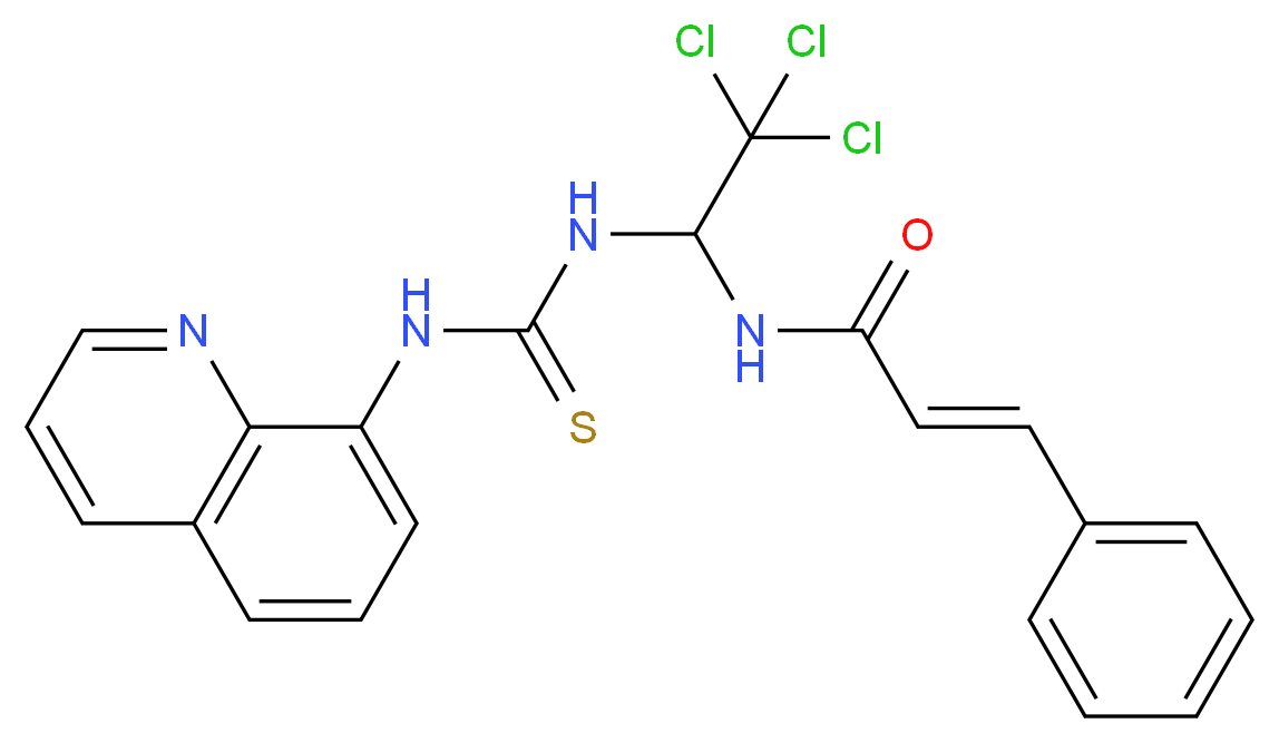 (2E)-3-phenyl-N-(2,2,2-trichloro-1-{[(quinolin-8-yl)carbamothioyl]amino}ethyl)prop-2-enamide_分子结构_CAS_137975-06-5