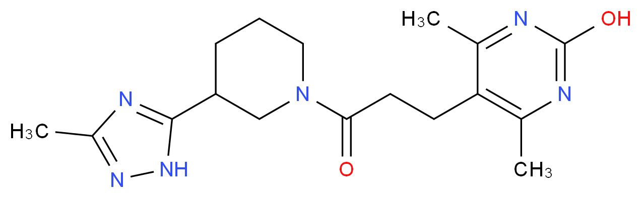 4,6-dimethyl-5-{3-[3-(3-methyl-1H-1,2,4-triazol-5-yl)piperidin-1-yl]-3-oxopropyl}pyrimidin-2-ol_分子结构_CAS_)