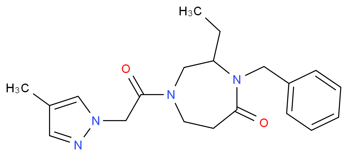 4-benzyl-3-ethyl-1-[(4-methyl-1H-pyrazol-1-yl)acetyl]-1,4-diazepan-5-one_分子结构_CAS_)