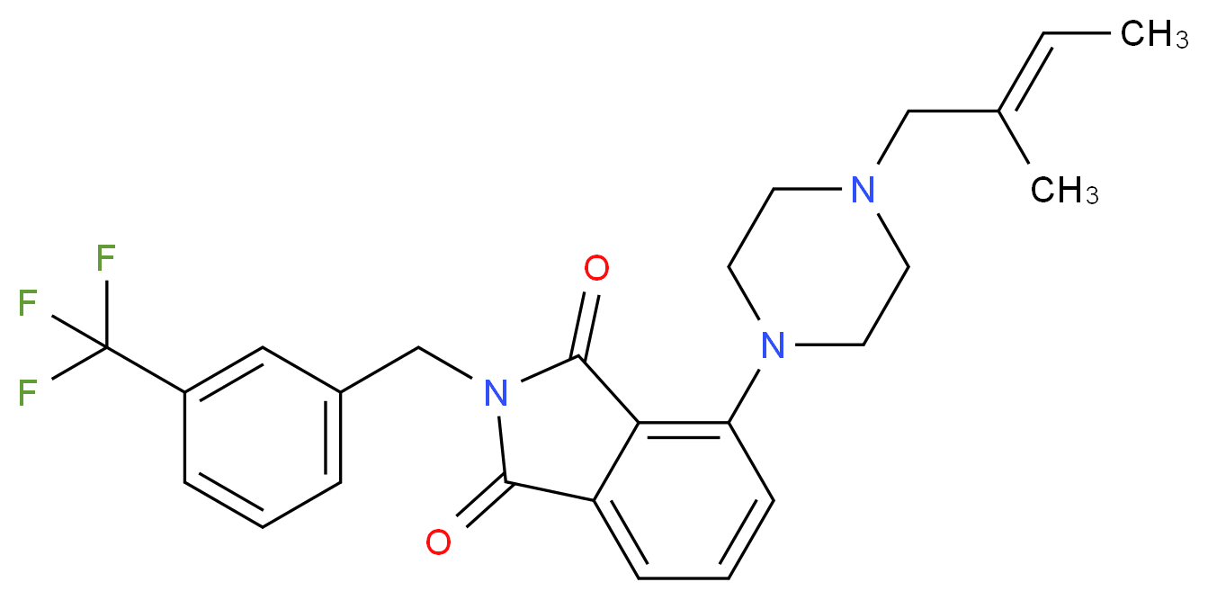 4-{4-[(2E)-2-methyl-2-buten-1-yl]-1-piperazinyl}-2-[3-(trifluoromethyl)benzyl]-1H-isoindole-1,3(2H)-dione_分子结构_CAS_)