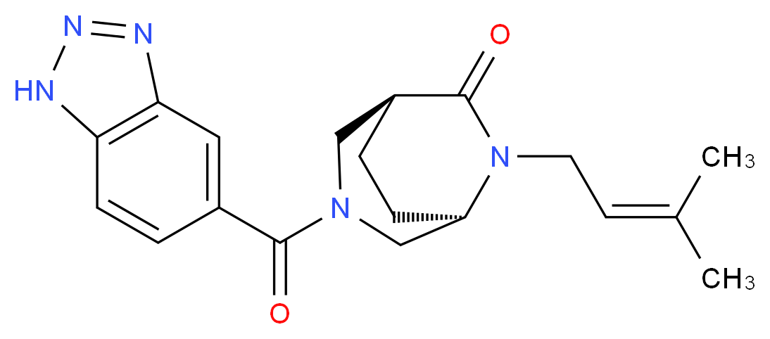 (1S*,5R*)-3-(1H-1,2,3-benzotriazol-5-ylcarbonyl)-6-(3-methylbut-2-en-1-yl)-3,6-diazabicyclo[3.2.2]nonan-7-one_分子结构_CAS_)
