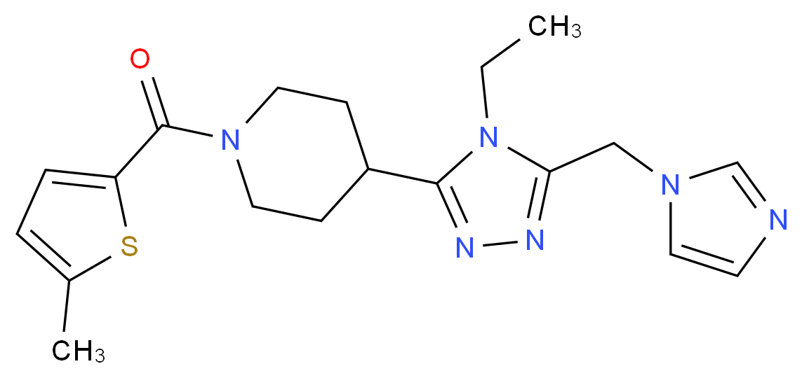 4-[4-ethyl-5-(1H-imidazol-1-ylmethyl)-4H-1,2,4-triazol-3-yl]-1-[(5-methyl-2-thienyl)carbonyl]piperidine_分子结构_CAS_)