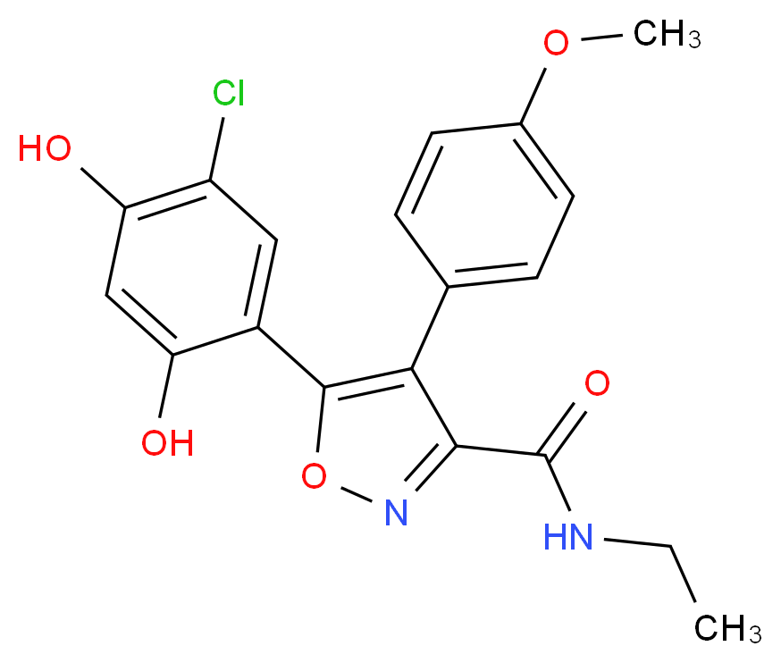 5-(5-chloro-2,4-dihydroxyphenyl)-N-ethyl-4-(4-methoxyphenyl)-1,2-oxazole-3-carboxamide_分子结构_CAS_747413-08-7