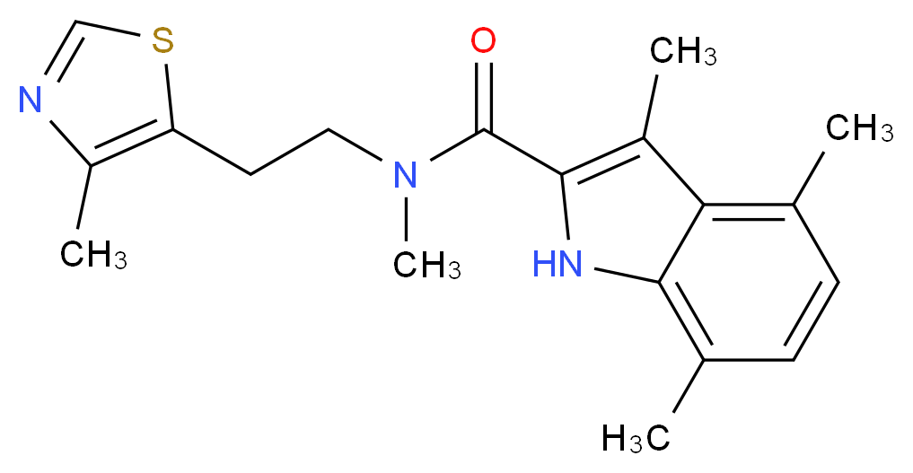 N,3,4,7-tetramethyl-N-[2-(4-methyl-1,3-thiazol-5-yl)ethyl]-1H-indole-2-carboxamide_分子结构_CAS_)