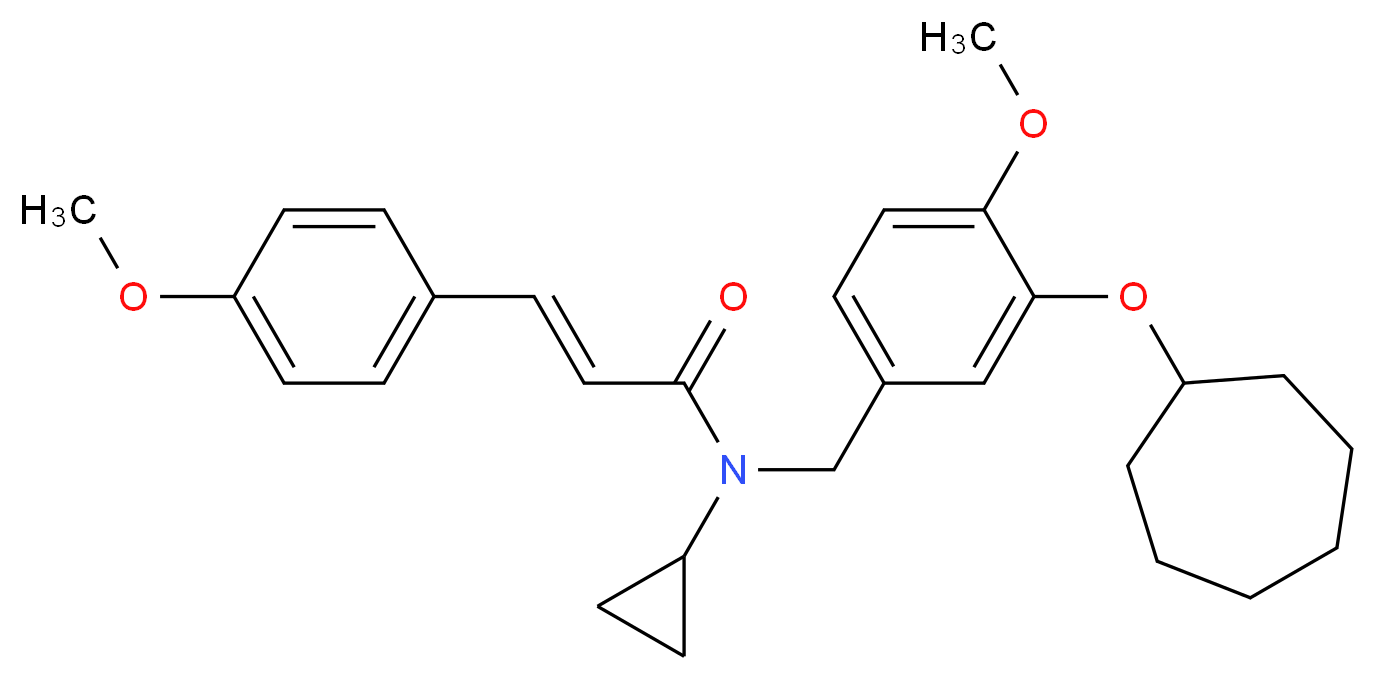 (2E)-N-[3-(cycloheptyloxy)-4-methoxybenzyl]-N-cyclopropyl-3-(4-methoxyphenyl)acrylamide_分子结构_CAS_)