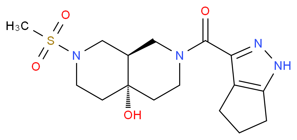 (4aR*,8aR*)-2-(methylsulfonyl)-7-(1,4,5,6-tetrahydrocyclopenta[c]pyrazol-3-ylcarbonyl)octahydro-2,7-naphthyridin-4a(2H)-ol_分子结构_CAS_)