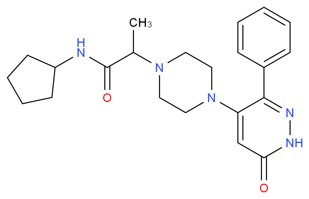 N-cyclopentyl-2-[4-(6-oxo-3-phenyl-1,6-dihydropyridazin-4-yl)piperazin-1-yl]propanamide_分子结构_CAS_)