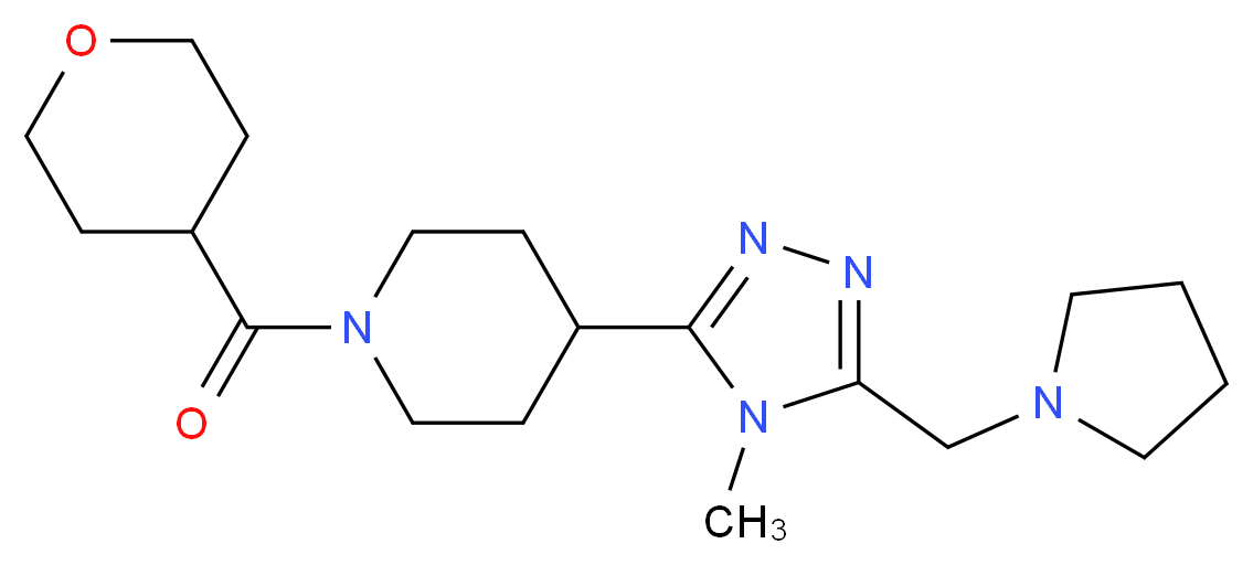 4-[4-methyl-5-(pyrrolidin-1-ylmethyl)-4H-1,2,4-triazol-3-yl]-1-(tetrahydro-2H-pyran-4-ylcarbonyl)piperidine_分子结构_CAS_)