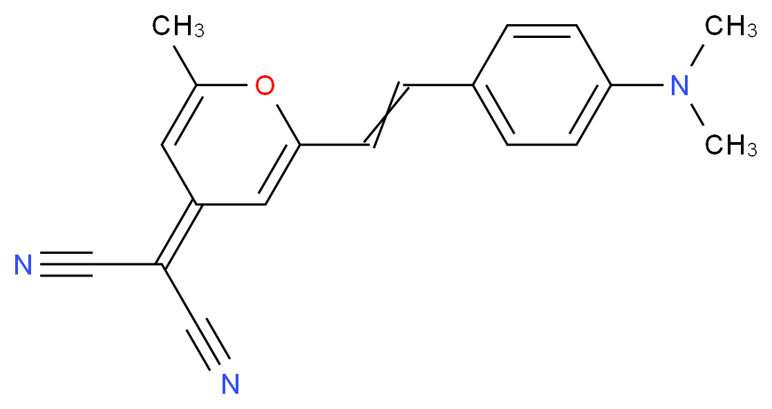 2-(2-{2-[4-(dimethylamino)phenyl]ethenyl}-6-methyl-4H-pyran-4-ylidene)propanedinitrile_分子结构_CAS_51325-91-8