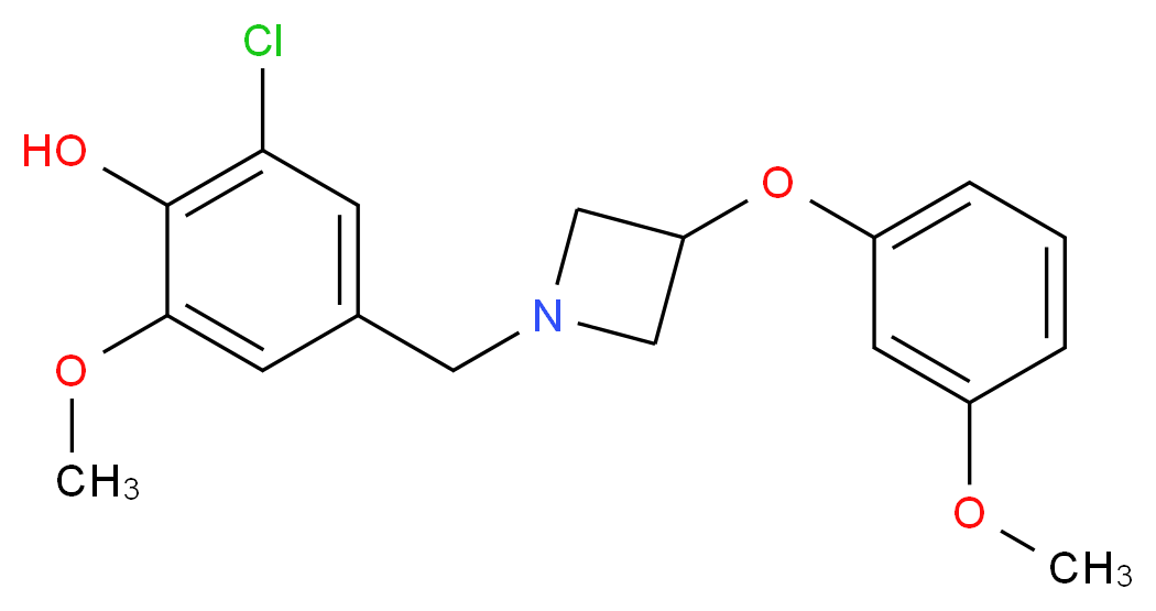 2-chloro-6-methoxy-4-{[3-(3-methoxyphenoxy)-1-azetidinyl]methyl}phenol_分子结构_CAS_)