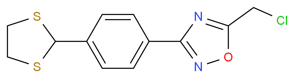 5-(chloromethyl)-3-[4-(1,3-dithiolan-2-yl)phenyl]-1,2,4-oxadiazole_分子结构_CAS_)