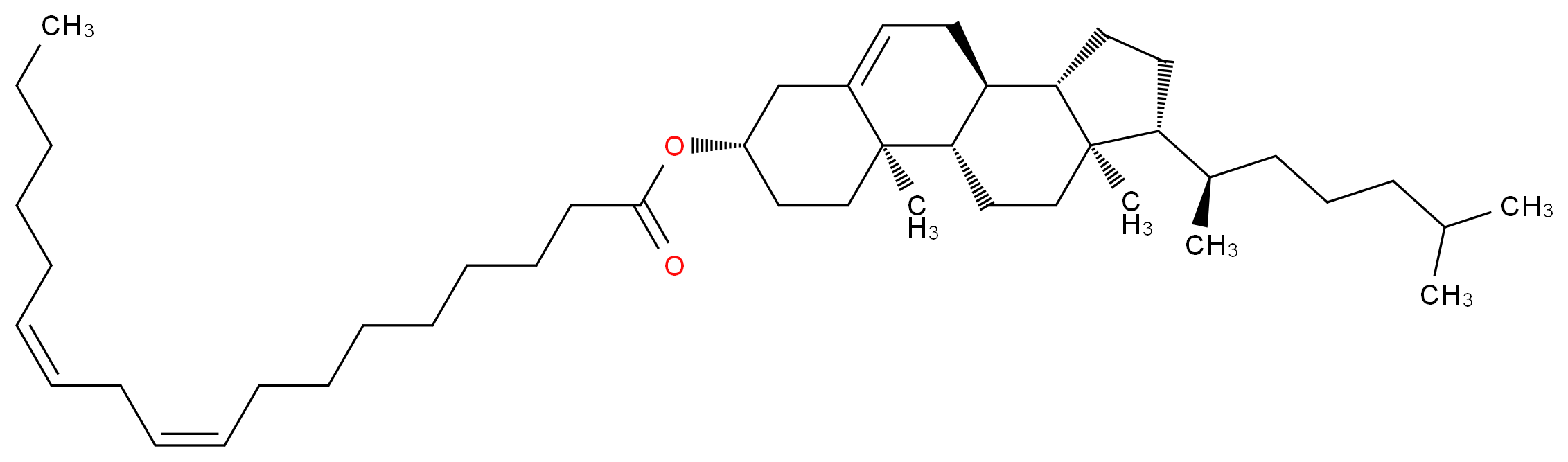 (1S,2R,5S,10S,11S,14R,15R)-2,15-dimethyl-14-[(2R)-6-methylheptan-2-yl]tetracyclo[8.7.0.0<sup>2</sup>,<sup>7</sup>.0<sup>1</sup><sup>1</sup>,<sup>1</sup><sup>5</sup>]heptadec-7-en-5-yl (9Z,12Z)-octadeca-9,12-dienoate_分子结构_CAS_604-33-1