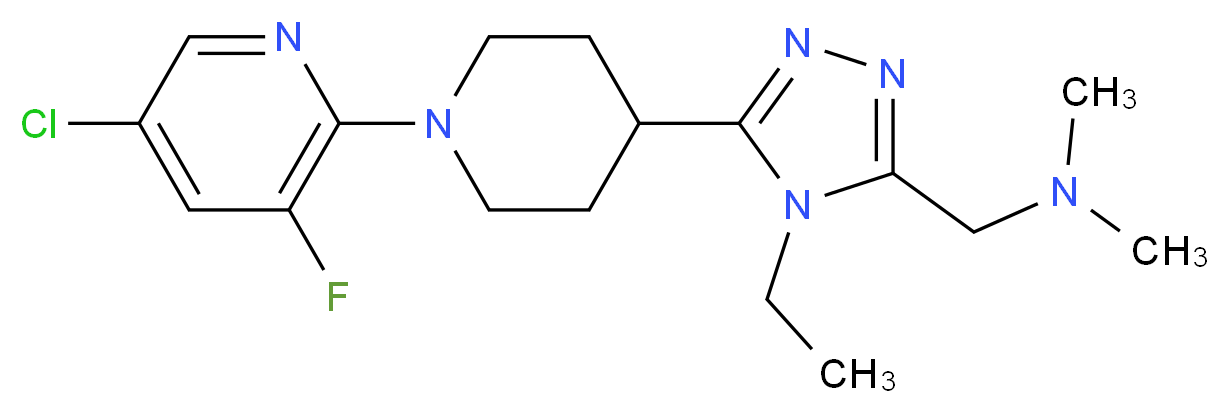 ({5-[1-(5-chloro-3-fluoropyridin-2-yl)piperidin-4-yl]-4-ethyl-4H-1,2,4-triazol-3-yl}methyl)dimethylamine_分子结构_CAS_)