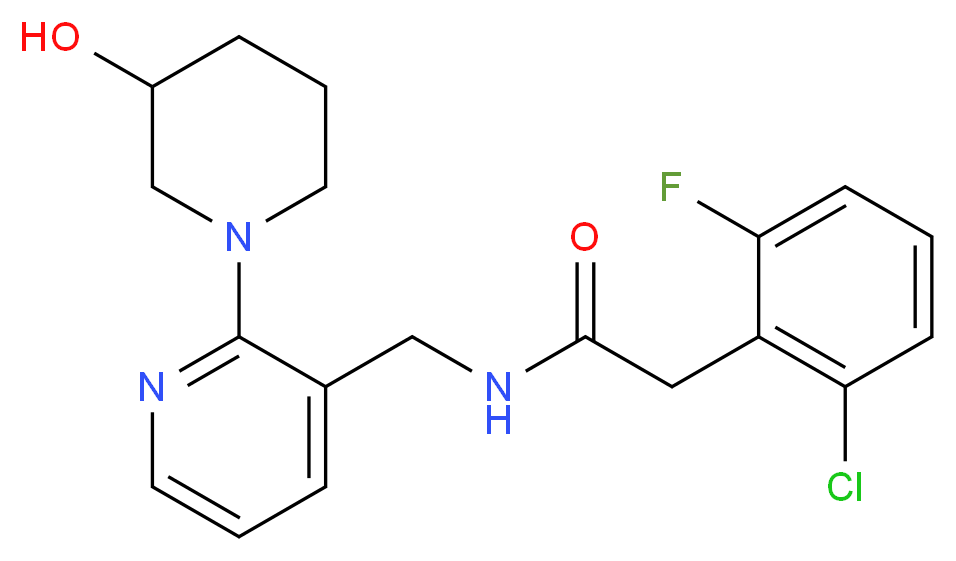 2-(2-chloro-6-fluorophenyl)-N-{[2-(3-hydroxy-1-piperidinyl)-3-pyridinyl]methyl}acetamide_分子结构_CAS_)