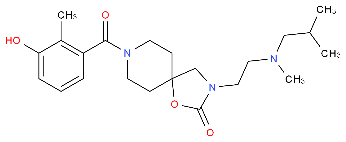 8-(3-hydroxy-2-methylbenzoyl)-3-{2-[isobutyl(methyl)amino]ethyl}-1-oxa-3,8-diazaspiro[4.5]decan-2-one_分子结构_CAS_)
