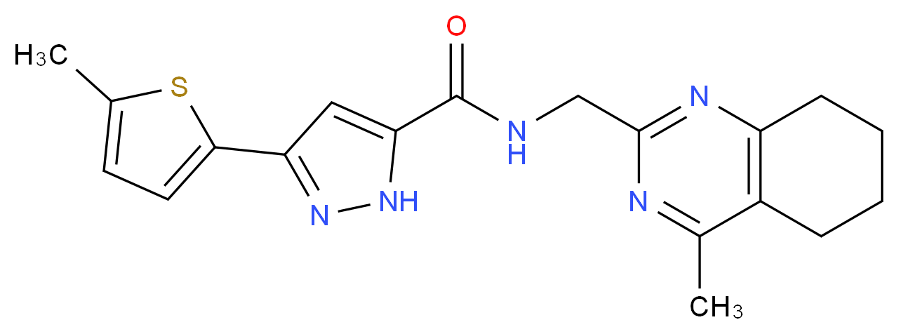N-[(4-methyl-5,6,7,8-tetrahydro-2-quinazolinyl)methyl]-3-(5-methyl-2-thienyl)-1H-pyrazole-5-carboxamide_分子结构_CAS_)