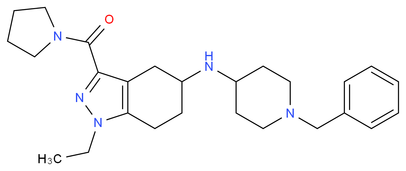 N-(1-benzyl-4-piperidinyl)-1-ethyl-3-(1-pyrrolidinylcarbonyl)-4,5,6,7-tetrahydro-1H-indazol-5-amine_分子结构_CAS_)