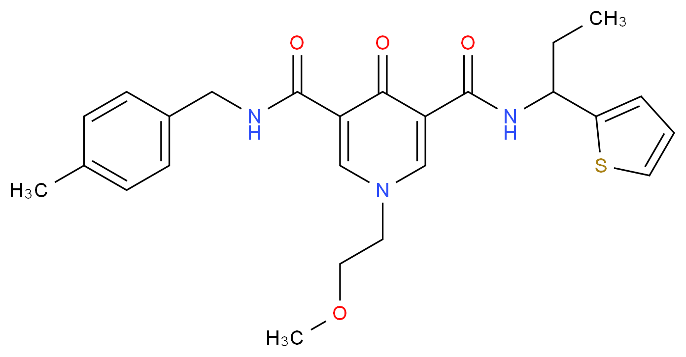 1-(2-methoxyethyl)-N-(4-methylbenzyl)-4-oxo-N'-[1-(2-thienyl)propyl]-1,4-dihydro-3,5-pyridinedicarboxamide_分子结构_CAS_)