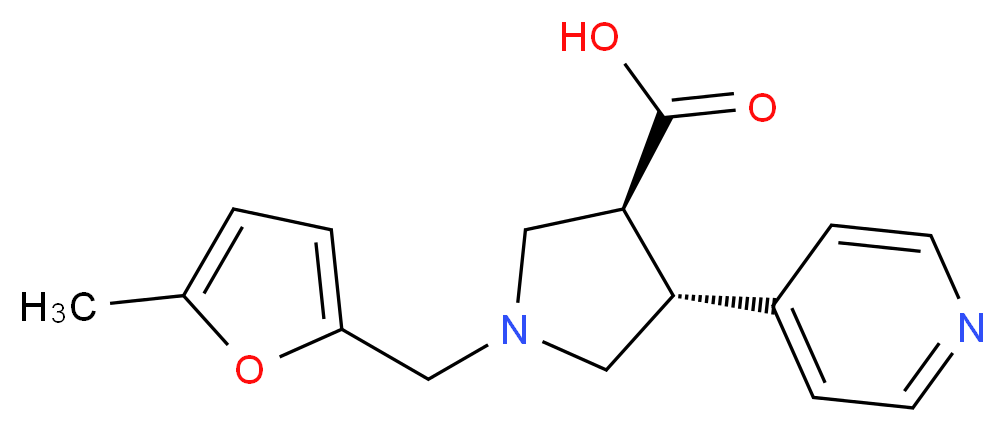 (3S*,4R*)-1-[(5-methyl-2-furyl)methyl]-4-pyridin-4-ylpyrrolidine-3-carboxylic acid_分子结构_CAS_)