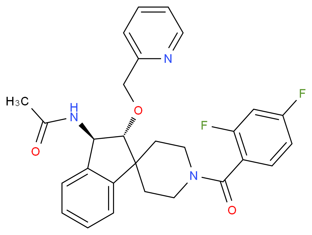 N-[(2R*,3R*)-1'-(2,4-difluorobenzoyl)-2-(2-pyridinylmethoxy)-2,3-dihydrospiro[indene-1,4'-piperidin]-3-yl]acetamide_分子结构_CAS_)