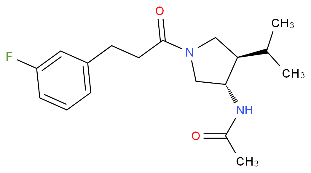 N-{(3S*,4R*)-1-[3-(3-fluorophenyl)propanoyl]-4-isopropyl-3-pyrrolidinyl}acetamide_分子结构_CAS_)
