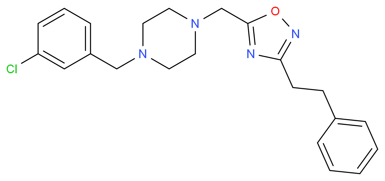 1-(3-chlorobenzyl)-4-{[3-(2-phenylethyl)-1,2,4-oxadiazol-5-yl]methyl}piperazine_分子结构_CAS_)