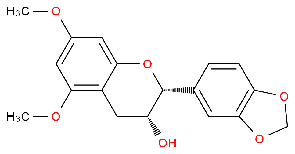 (2R,3R)-2-(2H-1,3-benzodioxol-5-yl)-5,7-dimethoxy-3,4-dihydro-2H-1-benzopyran-3-ol_分子结构_CAS_162602-04-2