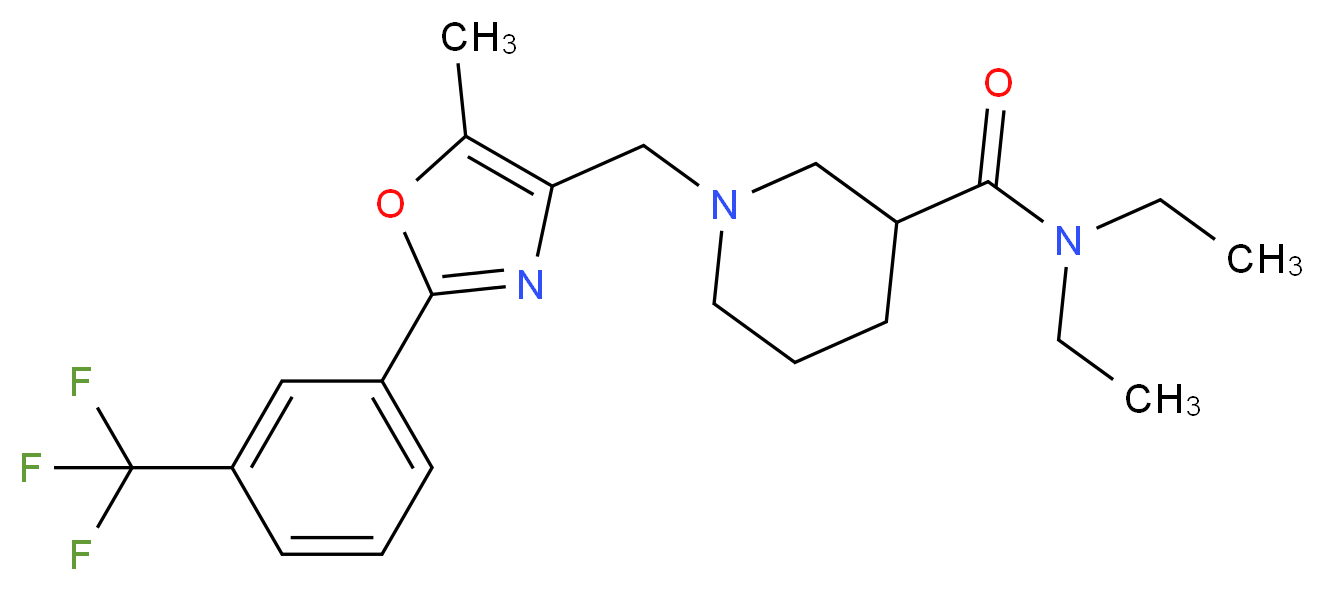 N,N-diethyl-1-({5-methyl-2-[3-(trifluoromethyl)phenyl]-1,3-oxazol-4-yl}methyl)-3-piperidinecarboxamide_分子结构_CAS_)