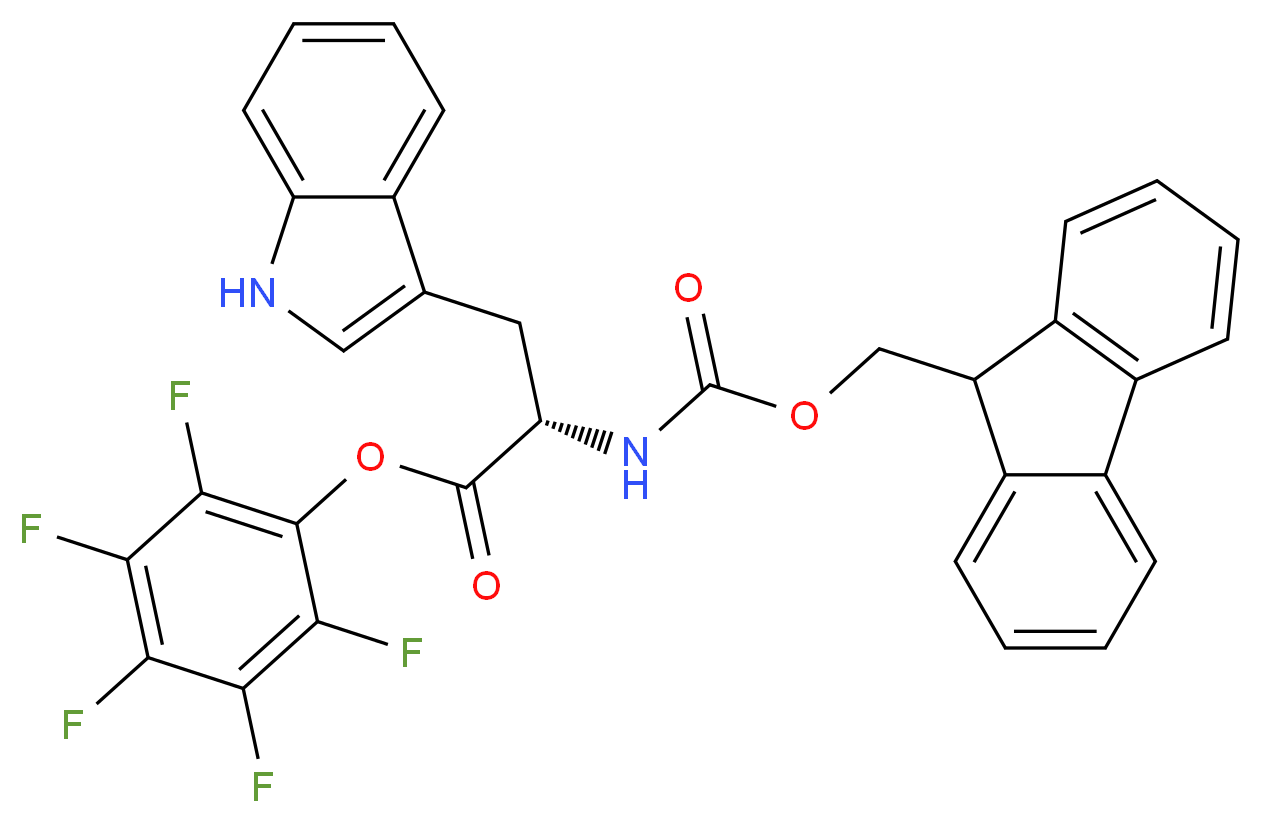 pentafluorophenyl (2S)-2-{[(9H-fluoren-9-ylmethoxy)carbonyl]amino}-3-(1H-indol-3-yl)propanoate_分子结构_CAS_86069-87-6