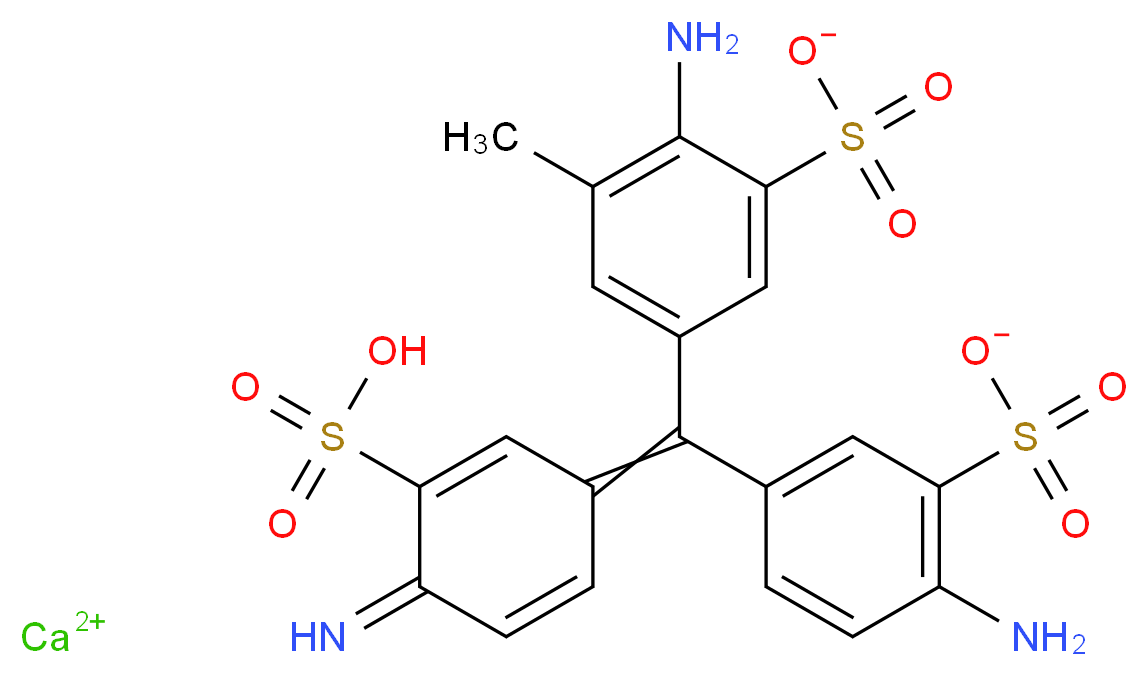 calcium 2-amino-5-[(4-amino-3-sulfonatophenyl)(4-imino-3-sulfocyclohexa-2,5-dien-1-ylidene)methyl]-3-methylbenzene-1-sulfonate_分子结构_CAS_136132-76-8