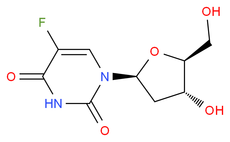 5-fluoro-1-[(2S,4R,5S)-4-hydroxy-5-(hydroxymethyl)oxolan-2-yl]-1,2,3,4-tetrahydropyrimidine-2,4-dione_分子结构_CAS_50-91-9