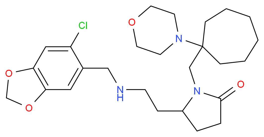 5-(2-{[(6-chloro-1,3-benzodioxol-5-yl)methyl]amino}ethyl)-1-{[1-(4-morpholinyl)cycloheptyl]methyl}-2-pyrrolidinone_分子结构_CAS_)