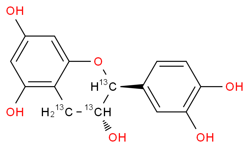 (2S,3R)-2-(3,4-dihydroxyphenyl)-3,4-dihydro(2,3,4-<sup>1</sup><sup>3</sup>C<sub>3</sub>)-2H-1-benzopyran-3,5,7-triol_分子结构_CAS_1261254-33-4