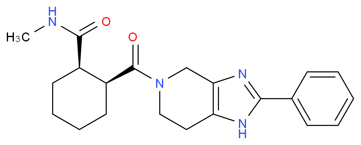 (1R*,2S*)-N-methyl-2-[(2-phenyl-1,4,6,7-tetrahydro-5H-imidazo[4,5-c]pyridin-5-yl)carbonyl]cyclohexanecarboxamide_分子结构_CAS_)