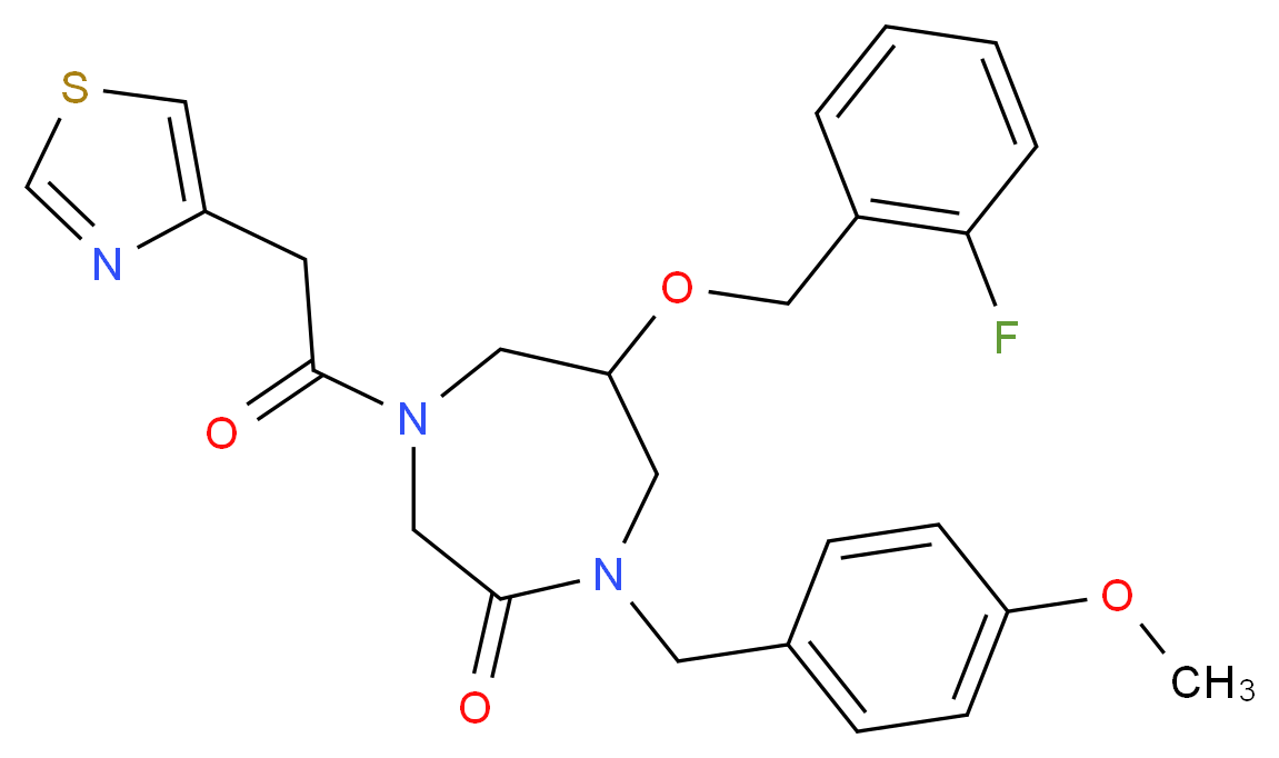 6-[(2-fluorobenzyl)oxy]-1-(4-methoxybenzyl)-4-(1,3-thiazol-4-ylacetyl)-1,4-diazepan-2-one_分子结构_CAS_)