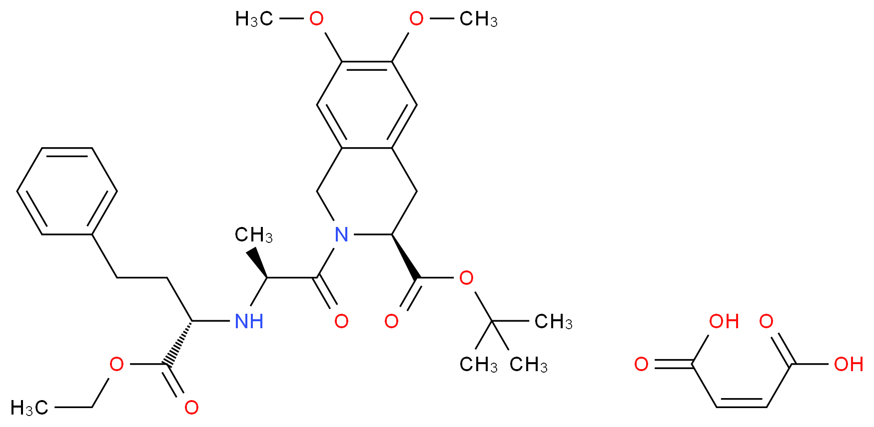 (2Z)-but-2-enedioic acid tert-butyl (3S)-2-[(2S)-2-{[(2S)-1-ethoxy-1-oxo-4-phenylbutan-2-yl]amino}propanoyl]-6,7-dimethoxy-1,2,3,4-tetrahydroisoquinoline-3-carboxylate_分子结构_CAS_103733-40-0