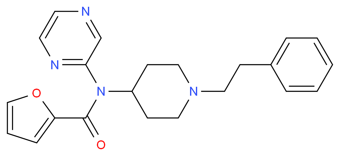 N-[1-(2-phenylethyl)piperidin-4-yl]-N-(pyrazin-2-yl)furan-2-carboxamide_分子结构_CAS_117523-47-4