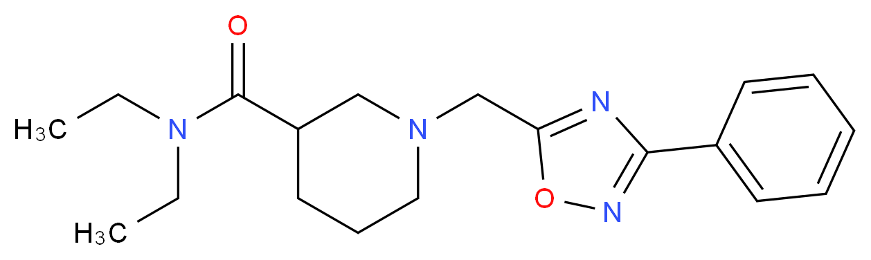 N,N-diethyl-1-[(3-phenyl-1,2,4-oxadiazol-5-yl)methyl]-3-piperidinecarboxamide_分子结构_CAS_)
