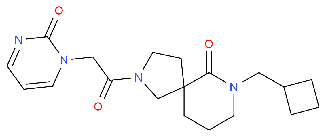 7-(cyclobutylmethyl)-2-[(2-oxo-1(2H)-pyrimidinyl)acetyl]-2,7-diazaspiro[4.5]decan-6-one_分子结构_CAS_)