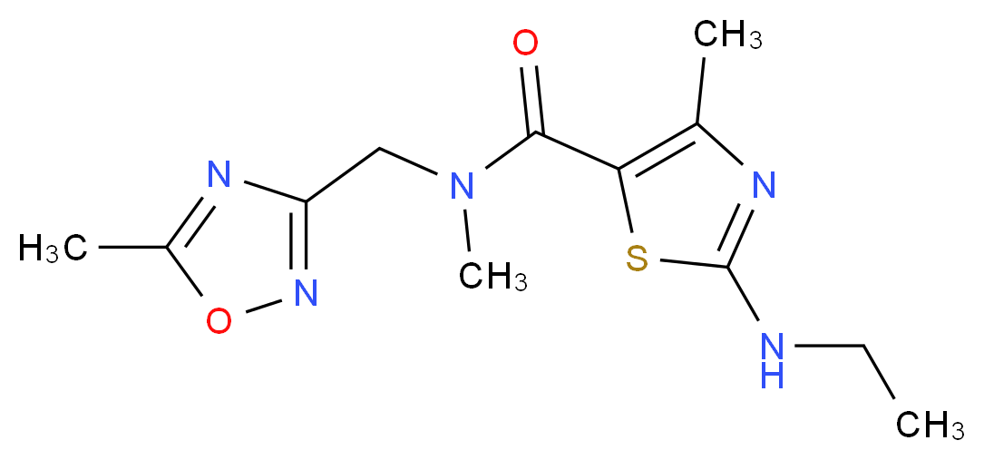 2-(ethylamino)-N,4-dimethyl-N-[(5-methyl-1,2,4-oxadiazol-3-yl)methyl]-1,3-thiazole-5-carboxamide_分子结构_CAS_)