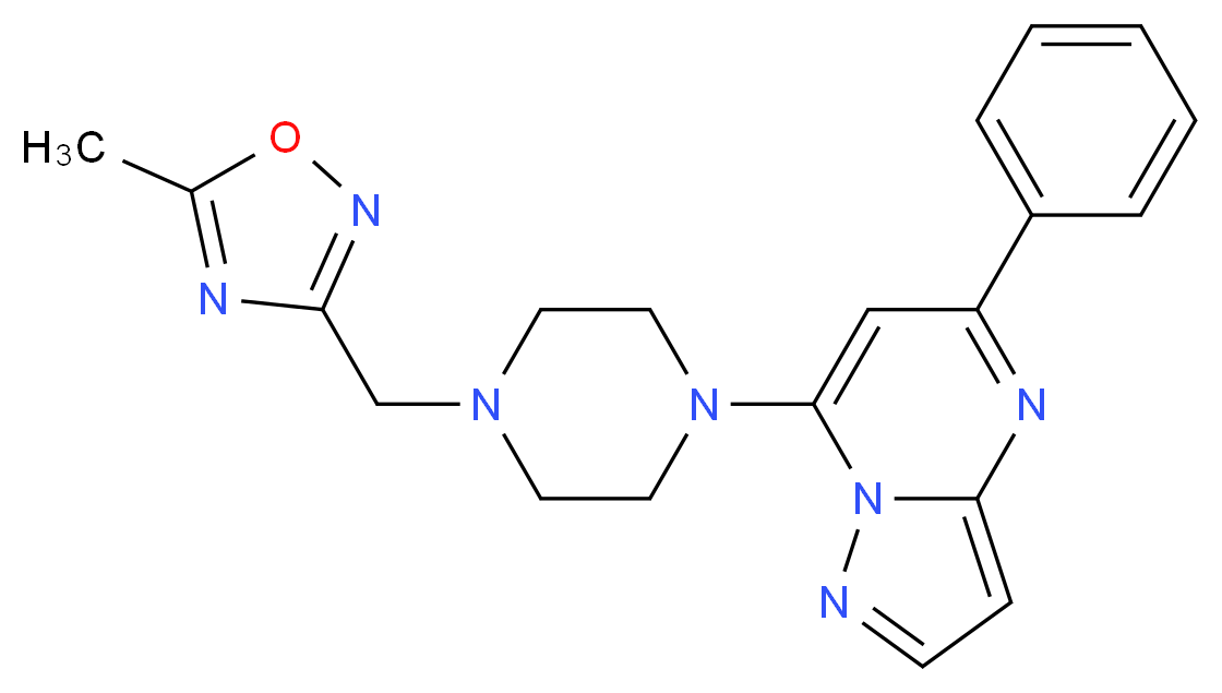 7-{4-[(5-methyl-1,2,4-oxadiazol-3-yl)methyl]piperazin-1-yl}-5-phenylpyrazolo[1,5-a]pyrimidine_分子结构_CAS_)