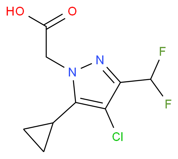 [4-Chloro-5-cyclopropyl-3-(difluoromethyl)-1H-pyrazol-1-yl]acetic acid_分子结构_CAS_)